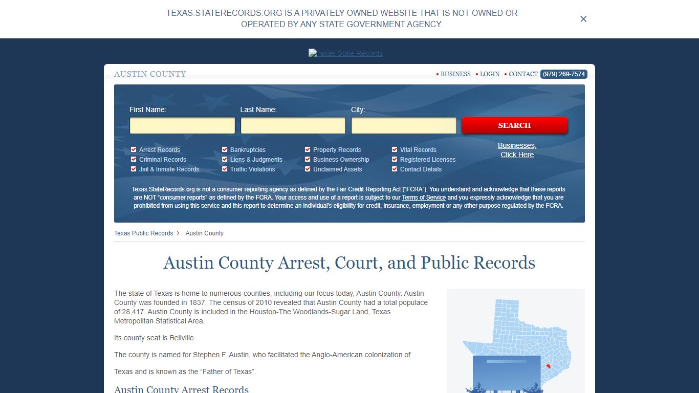 Austin County Arrest, Court, and Public Records